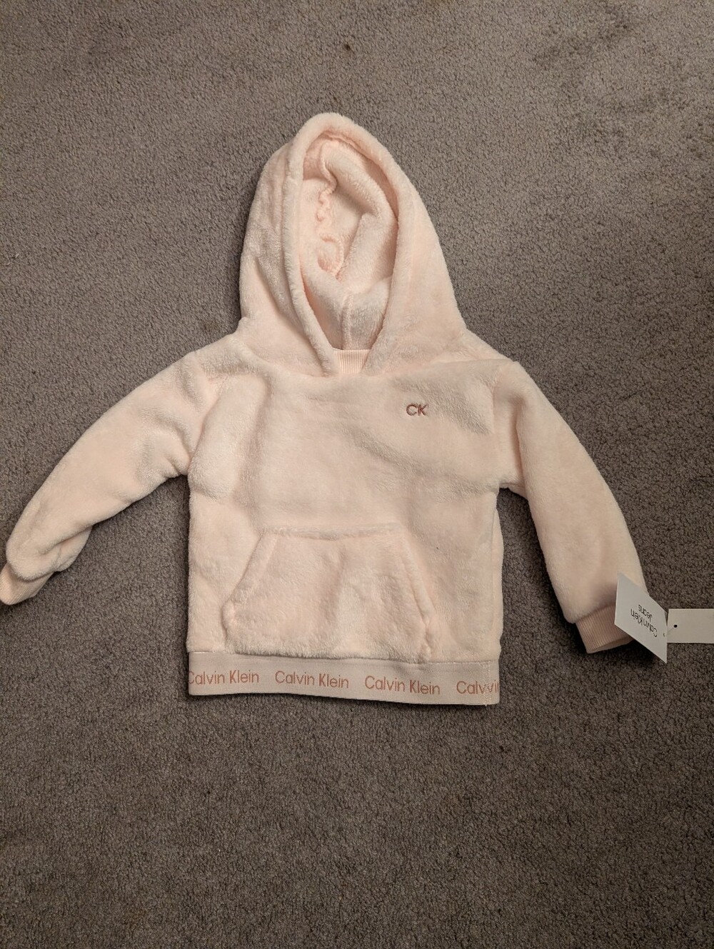 Calvin Klein Pale Pink Plush Hooded Sweatshirt